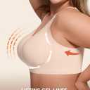 LetsJoli Bras for Women Supportive Wireless Push Up Bra Full Coverage No Underwire Seamless Plus Size for Older Women (Beige, Large)