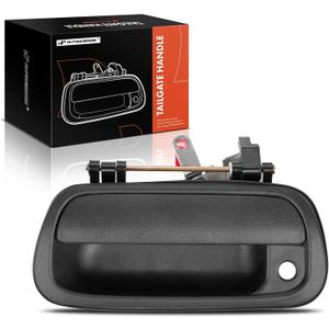 A-Premium Exterior Tailgate Handle Assembly - Compatible with Toyota Tundra 2000 2001 2002 2003 2004 2005 2006 -Textured Black, w/Keyhole, Tailgate Handle Latch - Replace Parts 69090-OC010, TO1915110