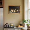 Gold Framed Wall Art Vintage Pear Still Life Canvas Art Farmhouse Fruits Picture Wall Decor Antique Prints Rustic Kitchen Paintings Country Artwork for Bedroom Bathroom Living Room 16x24 Inch