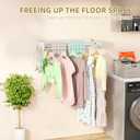 Wall Mounted Drying Rack for Laundry 19.8'', Folding Drying Rack Clothing Wall Mount with 3 Rods and 4 Hooks, Space Saving for Indoor Outdoor Bathroom Balcony (White, 19.8'')