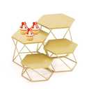 MinWadil Metal Display Risers, Set of 4 Brass Hexagonal Nesting Buffet Riser Set, Modern Brass Buffet Display Stands for Food, Food Display Risers for Buffet Cupcake Small Potted Plants
