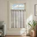 jinchan Striped Linen Kitchen Curtains 36 Inches Length Tier Curtains Farmhouse Modern Cafe Small Window Treatments Airy Light Filtering Rod Pocket for Living Room Bathroom 2 Panels Jet Black