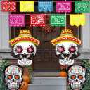 Dia De Los Muertos - Day of The Dead Decorations, Halloween Inflatables Sugar Skull Decoracion, Mexican Party Papel Picado Banners Yard Outdoor Decorations