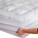Ultra Soft Queen Size Mattress Topper - Viscose Made from Bamboo Pillow Top Mattress Pad for Back Pain Relief - Naturally Cooling for Hot Sleepers, White