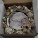 Flower Crown for Girls Wedding Peach White Floral Holo Hair Headpiece Bridal Wreath Young Girls Crown Garland Family Photo Shoots Prop Headband Wreath for Poppy Dogs (Peach-Child Size)