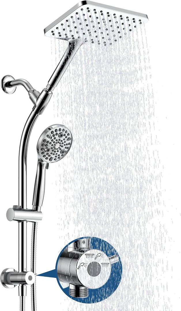 Rain Shower Head with Handheld High Pressure rainfall Shower Heads with Handheld Spray Combo,Premium Polished Chrome