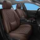 Car Seat Covers Full Set Brown,Luxury Faux Leather Car Seat Covers Waterproof Non-Slip Seat Protector Universal Fit for Most Cars SUVs Trucks Pick-ups, Car Accessories Interior(Brown-Full Set)