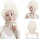 Queen Wig Platinum Blonde Beehive Wig 18th Century Baroque Hair for Women Lady Natural Synthetic Victorian Cosplay Party Costume Hair