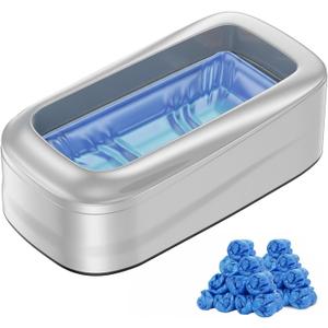 Automatic Shoe Cover Dispenser with 200 XL waterproof,non-slip disposable covers.Fits up to men's size 12upgraded to a larger size, Durable for home, villa, upscale office use (Silver Design)