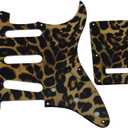 KAISH 11 Hole 3D Printed Strat Style SSS Plastic Pickguard ST Back Plate Tremolo Trem Cover for Stratocaster/Strat Made in USA/Mexico Leopard Stripe