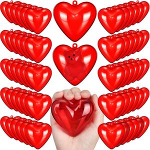 Blulu 60 Pieces Valentine Hearts Filled Candy Box Case Plastic Container Holder 2.56" x 2.48" Birthday Favor for Valentine Exchange Presents Valentines Party Supplies Game Prize Carnival Jewelry Box