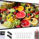 Projector Screen 84 Inch Portable Movie Screen for Outdoor Indoor 16:9 Foldable Wrinkle-Free 1.1 GAIN,160Viewing,Support Front Rear Projection with 8 Sticky Hooks & 8 Nail Hooks (84 INCH)