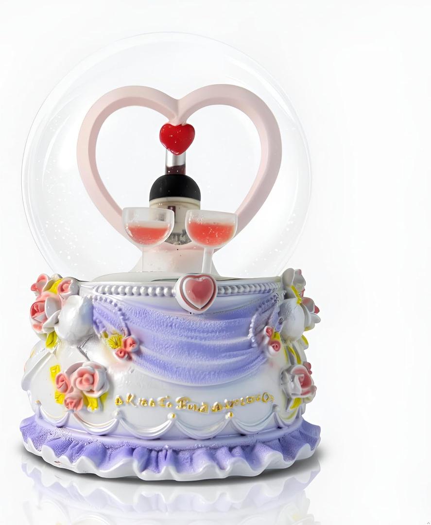 Anniversary Wedding Gifts Wedding Musical Snow Globe, Perfect for Valentine's Day, Special Moments,Heart Decoration Gift for Her and Him, 1st to 50th or 60th Anniversary