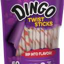 Dingo Twist Sticks 50 Count, Premium Rawhide Treats For Dogs Made with Real Chicken 50-Count (8.8 Ounce (Pack of 1))