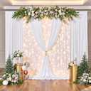 20x15FT White Backdrop Curtains 2 Panels for Parties, Wrinkle Free Silky Polyester Photo Drapes for Wedding Birthday Baby Shower Events Photography Background,(10x15FT Seamless Each Panel)