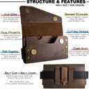Leather Double Phone Case for Two Phones, Double Phone Holster for Men Belt, Belt Clip Dual Phone Pouch for iPhone 16 Pro Max, Samsung Galaxy S23 Ultra, for Work, Construction, Large Brown