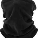 Winter Neck Warmer, Polar Fleece Neck Gaiter Warm Face Cover, Cold Weather Ski Face Mask Windproof for Men and Women (Black)