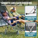 FUNDANGO Rocking Camping Chair, 2 Pack High Mesh Back Portable Folding Camp Chairs with Pillows, Cup Holder and Carry Bag for Lawn Patio Garden Outdoor Supports 300 Lbs (Blue/Grey)