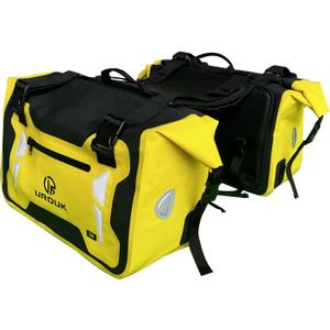Motorcycle Saddle Bags Waterproof 60L (30L*2) Motorbike Saddlebags Motor Side Bag Pannier Bag for Most Motorcycle Racks (Yellow)