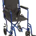 Drive Medical Deluxe Lightweight Aluminum Transport Wheelchair, Blue, 17"