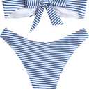 ZAFUL Women's Bandeau Bikini O Ring Strapless Tie Back High Cut Two Piece Swimsuit Bathing Suits (S)