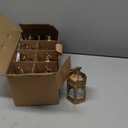 LLQ 8Pcs Mini Lantern with LED Tealight, Vintage Brown Lanterns Decorative, Hanging Candle Lanterns for Ramadan Christmas Wedding Table Centerpiece Indian Diwali Decor, Garden Fairy Party Decorations (Bronze)