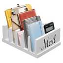 Mail Organizer for Desk,Wooden Mail Holder with Divider, 3-Slot Letter Sorter File Holder,Vertical Bill Organizer for Desktop Document/Notebook/Filing/Folders/Paper (Black)