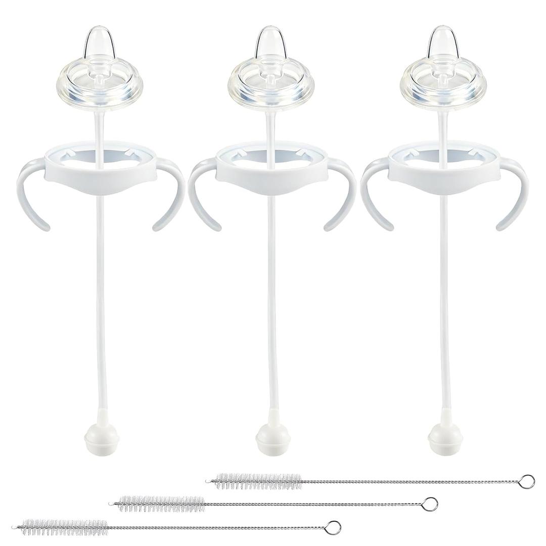 Sippy Cup Conversion Kit for Philips Avent Natural Baby Bottles, Weighted Straw Replacement Kit with Spout Nipples, Bottle Handle, 6+ Months, Set of 3