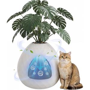 Plant Litter Box Egg-Shaped, Hidden Cat Litter Box Enclosure - Secret Small Litter Box Furniture with Two Interchangeable Top, for Living Room Corner