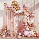 Rose Gold Balloon Arch Kit, 147Pcs Metallic Gold White Pastel Nude Pink and Rose Gold Balloons Garland with Confetti for Wedding Bridal Baby Shower Princess Girl Birthday Party Decorations
