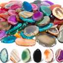 Nuenen 50 Pcs Polished Agate Slices Bulk Light Table Slices Crystals Healing Crystals Geode Stones Irregular Agate Pendants Gemstones for DIY Jewelry Making Home Decor(Medium)