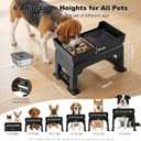 ZOMISIA 3-in-1 Raised Dog Bowl - 6 Height Adjustable Elevated Dog Bowls, Double Deck Design Mess Proof, Feeding Station with 2L No Spill Stainless Steel Bowls & Licking Plate for Medium Large Pets