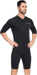 Layatone Womens 3mm Shorty Neoprene Wetsuit, Mens Full Body Front Zipper Wet Suits for Diving,Snorkeling Surfing Swimming Size XL