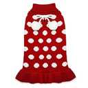 KYEESE Dog Sweaters for Girl Small Dogs with Leash Hole Turtleneck Red Dog Sweater Dress Polka Dot Knit Pullover Warm Pet Sweater