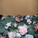 Ling's Moment 9FT Flower Garland for Backdrop Decoration - Wedding Arch Flowers, Eucalyptus & Rose, Artificial Floral Garland for Mantle - Sweetheart Table Decor for Ceremony, Christmas, Emerald Tawny