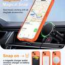 Janmitta Magnetic for iPhone 15 Pro Case Compatible with MagSafe,with Screen Protector+ Removable Magnet Wallet[Built-in Stand],Credit Card Holder,Slim Translucent Matte Phone Cover,Orange