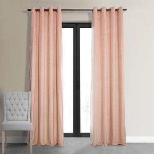 HPD Half Price Drapes Signature Grommet Blackout Velvet Curtains 108 Inches Long Heat & Full Light Blocking Blackout Curtains for Bedroom & Living Room (1 Panel), 50W x 108L, Rosey Dawn Grey