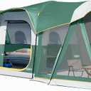 UNP Camping Tent 8 Person Waterproof Big Tunnel Tent with Screen Porch and Rainfly Screen Room Outdoor Large Tents for Family Camping 20' x 9' x 80in(H), Dark Green