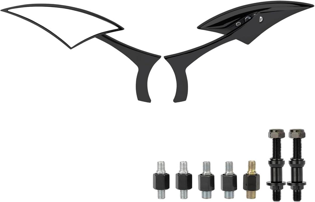 Motorcycle Blade Rear view Mirror 8mm 10mm Side Mirrors 360 Degree Black Universal Replacement for Harley Softail Dyna Sportster Road King Street Glide Scooter Chopper Cruiser