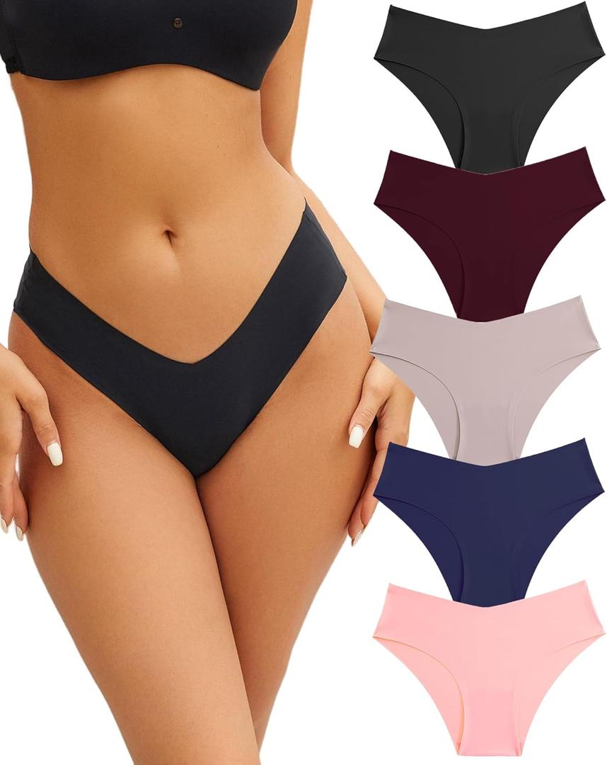 Womens Seamless Underwear Soft Stretch Briefs Invisibles Hipster V Cut cheeky No Show Bikini Panties 5 pack XS Womens Seamless Underwear Soft Stretch Briefs Invisibles Hipster V Cut cheeky No Show Bikini Panties 5 pack XS