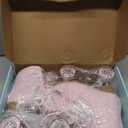 Roller Skates for Women or Men with Height Adjustable Rubber Stoppers Retro Suede Quad Roller Skates for Outdoor and Indoor (Pink, 7)