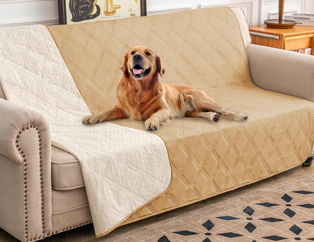 Ameritex Waterproof Dog Bed Cover Pet Blanket with Anti-Slip Back for Furniture Bed Couch Sofa,52x82 Inch (Pack of 1), Sand