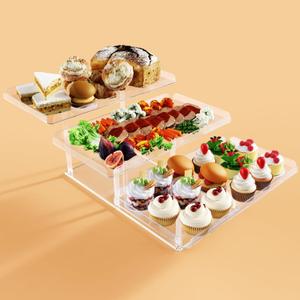 3 Tier Serving Tray for Entertaining, Acrylic Dessert Table Display Set for Party Supplies, Serving Platters and Trays for Food, Cupcake Buffet Dessert Risers Stands for Weddings Baby Shower