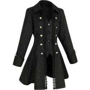 Rainday Women's Steampunk Pirate Jacket Medieval Gothic Tailcoat Victorian coat Costume (3X-Large, Z3007bk)