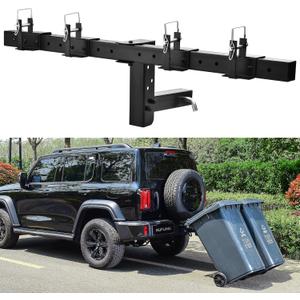 Heavy-Duty Dual Trash Can Hauler - Wheeled Garbage Can Towing Hitch Carrier with 2" Receiver - Effortless Outdoor Trash Transport