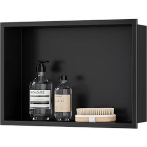 Neodrain Stainless Steel Shower Niche Matte Black 18"x12" No Tile Needed, 18X12In