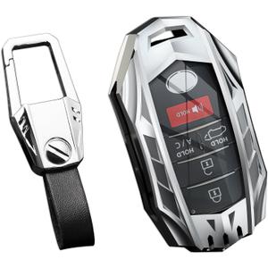 for Toyota Key Fob Cover,Keychain,Zinc Alloy Protection Car Key Shell Case Compatible with Toyota Holder Smart Remote Keyless Entry Keyshell Accessories(Silver)