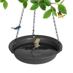 VUWEZ Hanging Bird Bath, Hanging Bird Water Feeder for Outdoors, Feeder Bowl, 1 Pack Birdbath Tray Accessories for Outside, Plastic Birdbaths Tray for Garden Patio Decoration (10", Dark Black)