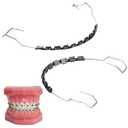 Temporary Fake Braces Kit, Metal Wire Brackets and Orthodontic Ligatures for Dental Students, Fashionable Black Braces for Teeth, Ideal for Practice and Classroom Demonstration