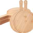 WILLOWDALE 10pcs Wood Cutting Boards for Kitchen, 10" Round Charcuterie Boards Wood Serving Board for Pizza, Cheese, Dessert, Wooden Cutting Board with Handle Fruit Vegetable Bamboo Cutting Board Set (14"L x 11"W)